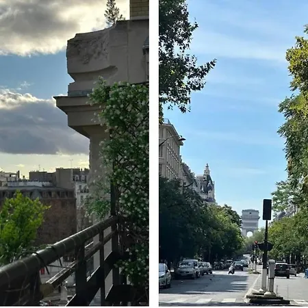 Eiffel Tower View Arc Triomphe Champs Elysees Area Париж